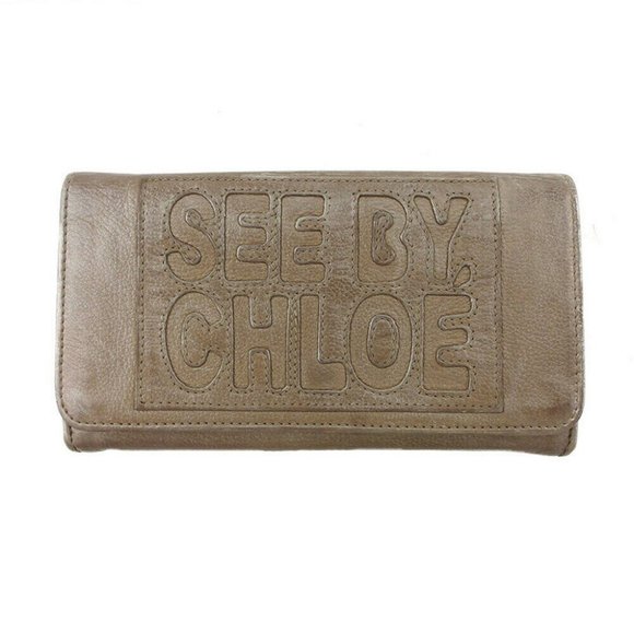 chloe long wallet zip file beige leather Auth used L3671 - Picture 1 of 8